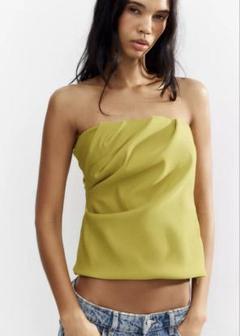 【新品未使用タグ付き】ZARAベアトップ・チューブトップMサイズ ZARA（ベアトップ/チューブトップ ・ ホワイト/白色系）のフリマ