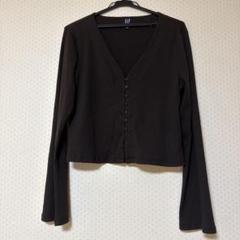 GAP ダークブラウン Vネック カーディガン XL