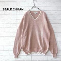 【BEALE&INMAN】Vネック リブニットセーター(M)ピンク ゆるダボ