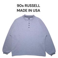 USA製 90s RUSSELL　ヘンリーネック鹿子プルオーバー　ラッセル