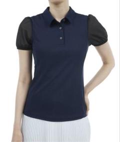 VIVAHEAT ネイビーバルーンシースルー半袖シャツ　美品