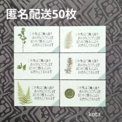 352オーダー品 手書きサンキューカードメッセージサンクス 植物 薄緑 50枚