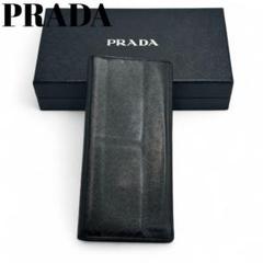 【良品】PRADA プラダ 2つ折り長財布 サフィアーノレザー ブラック 黒