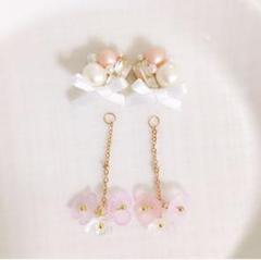 可愛いお花のリボン ピアス イヤリング