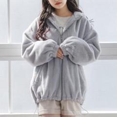 レピピアルマリオ モコモコファーフーディー ライトグレー L 160cm