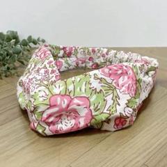 インド綿 クロスヘアバンド 花柄 ハンドメイド