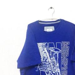ジャズ サックス 楽器 音楽 MEMPHIS ブルー　XL Tシャツ　メンズ