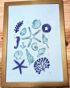 週末お値下げ❗樋口愉美子さん『砂場と貝殻』アレンジ刺繍完成品(No2)