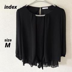 index ブラウス　トップス　シャツ　ブラック　M レディース　ビーズ装飾