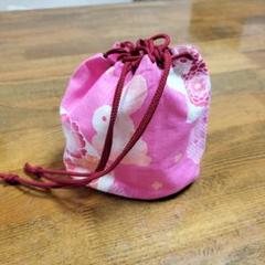 花柄ピンク巾着バッグ 子供のサムネイル