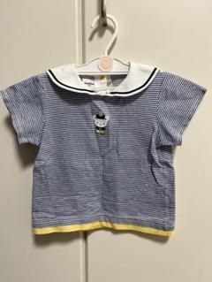 familiar ファミリア　セーラー襟ボーダーTシャツ　90cm ブルー 極美品 familiar ファミリア ボーダーTシャツ90cm - メルカリ