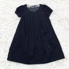 美品✨バーバリーブルーレーベル　ワンピース　ホース刺繍　銀ボタン　バイカラー　M バーバリーブルーレーベル リネンロングワンピース ホース刺繍