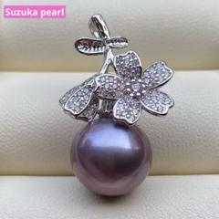 本真珠 淡水エジソンパールネックレストップ 12mm紫PT760 - メルカリ
