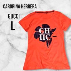キャロライナヘレラ　グッチ　GUCCI　Tシャツ　ロゴ　ビジュー　L