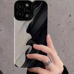 波模様 【限定入荷】iPhone15 韓国 ハードケース モノトーン シンプル