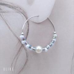 パールビーズフープピアス