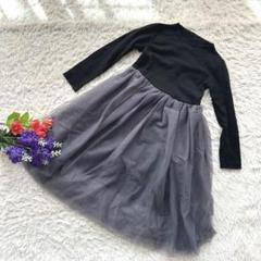 【シフォン】【フォーマル】ブラックチュールスカートワンピース★kids120