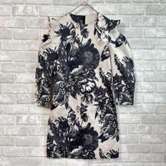 【美品】あちゃちゅむ　ドレープ袖ワンピース　総柄　まつ毛　黒襟　ギャザー XS-Lサイズあり】【SETTAN/セッタン】総レース/ 袖あり/ 七分袖