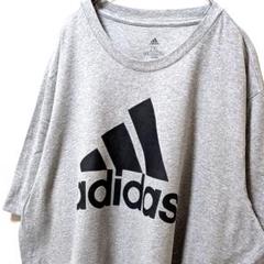 アディダス adidas デカロゴ Tシャツ グレー 灰色 2XL 古着