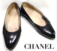 CHANEL シャネル パンプス 35 22〜23cm ローヒール 黒 ブラック