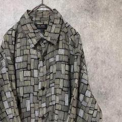 00S 半袖　柄シャツ　レーヨン　メンズ　M 古着　個性派