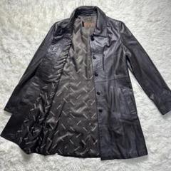 美品　レアカラー　BALMAIN バルマン　レザーコート　ジャケット　裏地総柄 バルマン BALMAIN ダウン ジャケット コート 裏地総柄 サイズL