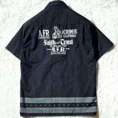 クライミー★TASTE SHIRT★背マリア バンダナ柄半袖ワークシャツ 黒 M