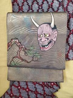 小人小屋手描き帯アウトレットドラゴンと火の山正絹袋帯