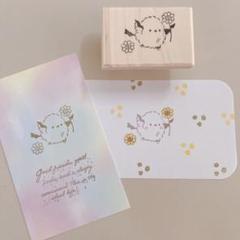 消しゴムはんこ　向日葵とシマエナガちゃんはんこ　持ち手付きのサムネイル