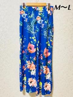 ヴィンテージ　花柄パンツ ブルー M〜Lのサムネイル