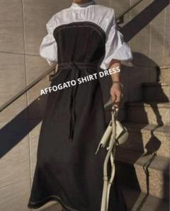 アメリ　AFFOGATO SHIRT DRESS ブラックワンピース Ameri（アメリ）の「AFFOGATO SHIRT DRESS（ワンピース）」 - WEAR