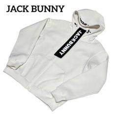 ジャックバニー　ジップアップパーカー 白黒 ロゴプリント ゴルフウエア 2 ジャックバニージップアップパーカー 白黒 ロゴプリント ゴルフ