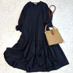 バーニーズニューヨーク　ロングワンピース　濃紺　美品 バーニーズニューヨーク フレア ロングワンピース Aライン