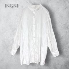 【INGNI イング】　バンドカラー　チュニックシャツ　洗える　無地　ゆったり