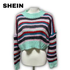 2098★ SHEIN　【S】　ニット　セーター　クロップド丈　ボーダー