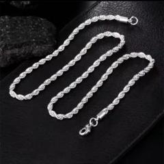 925シルバー ツイストロープチェーンネックレス 約50cm