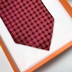 美品 エルメス HERMES ネクタイ シルク フランス製【H柄/ドット】