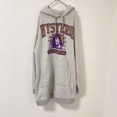 ヒステリックグラマー　バックガールプリントジップアップパーカー　赤×グレー　レア Supreme シュプリーム 2024AW Hysteric Glamour Thermal Lined