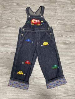 MIKIHOUSE 車刺繍 デニムオーバーオール 100cm