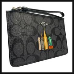 【新品】 coach コーチ ポーチ ニューヨーク シグネチャー ブラック