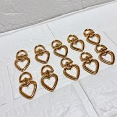 大きなハート型ナスカン キーホルダー金具 10個セットゴールド