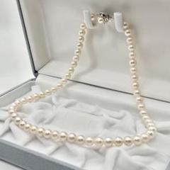 美品✨アコヤ系本真珠パールネックレス 高テリ6.9mm 42cm SILVER
