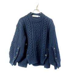 GU rokh コラボ ケーブルセーター ネイビー ニット M 美品 秋冬
