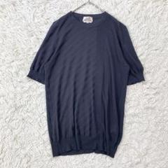 難あり【定価18万】エルメス 半袖 サマーニット シルバー金具　ブルー 　38 難あり【定価18万】エルメス 半袖 サマーニット シルバー金具