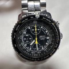 SEIKO パイロット クロノグラフ アラーム 7T62-0EB0 ブラックのサムネイル