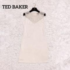 TED BAKERノースリーブ ミニワンピース ホワイト　1 TED BAKER ホワイトノースリーブミニワンピース サイズ0 ワンピース