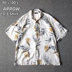 90s 00s ARROW 半袖 シャツ レーヨン ボタニカル 古着 M