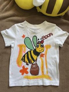 【90サイズ】手描きミツバチTシャツ★ハンドペイント★ベビー・キッズに♪