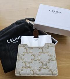 CELINE鏡付きポーチ / トリオンフキャンバス＆カーフスキンミラー