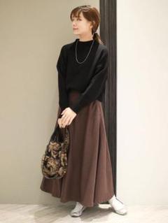 URBAN RESEARCH DOORS ヘリンボーンフレアスカート ブラウン
